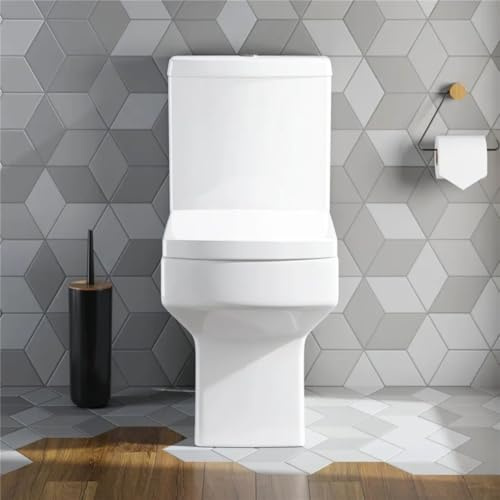 Go Bathrooms Tabour Bathroom Toilet Close Coupled Toilet Pan Includes Toilet Seat White Ceramic Pan and Seat