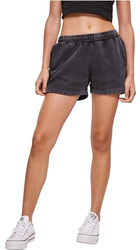 Urban Classics Damen Shorts Ladies Stone Washed Shorts Black 4XL