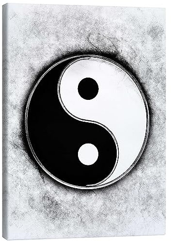 Posterlounge Yin und Yang Leinwandbild von Dirk Czarnota 30 x 40 cm Schwarz-Weiß Wandbilder Wanddeko
