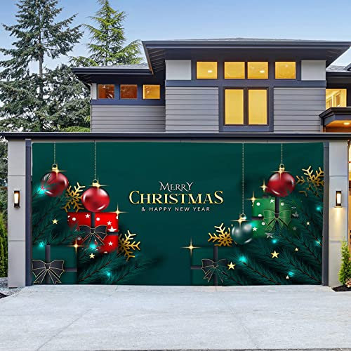 Rpporm Weihnachten Outdoor Garagentor Tapisserie Stoff Urlaub Party Dekoration Hintergrund Stoff passend zum Aufhängen Stoff Multi Größe Eventkleid Für Damen Sommer (A, One Size)