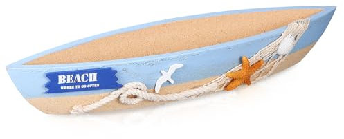 SAFIGLE Mediterranes Segelboot Modell - 36Cm Holz Miniaturboot Deko Für Wohnkultur, Tisch, Regal Oder Fenster