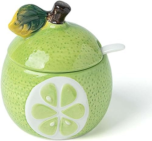 Sucrier en céramique, petits sucriers avec couvercle, petits pots à sel et à poivre en forme de fruit, boîte d'assaisonnement for bol à sel en céramique, petit sucrier coloré Bakey-Lime-0,3 ( Color :
