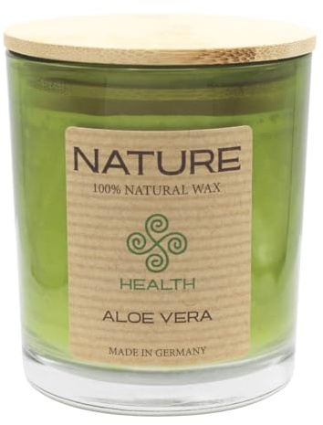 luterna NATURE HEALTH, Duftkerze im Glas, Aloe Vera, 100% NATURAL WAX, 85/70 mm, Brenndauer ca. 25h