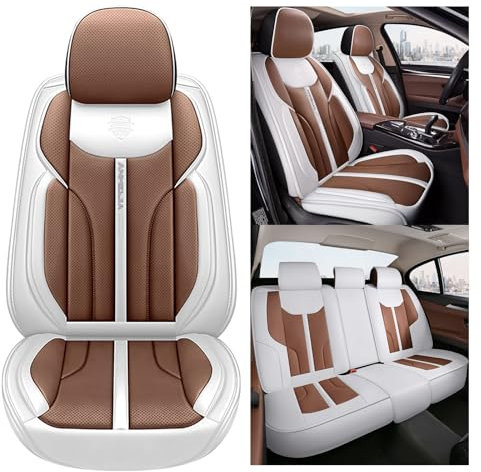 nenyan Autositzbezüge Komplett Set Universal in Premium Design | Schonbezüge für die Vordersitze & Rückbank | Auto Sitzbezüge Airbag Geeignet | Wasserdicht Sitzbezug - Braun