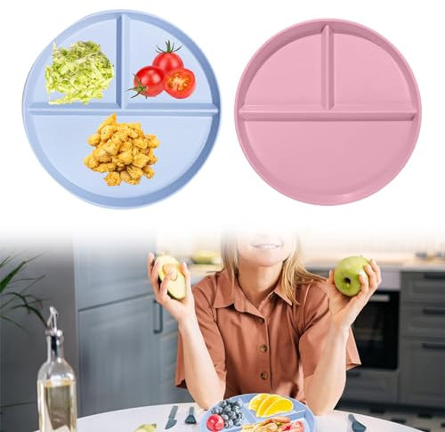 Piatto Porzionato,Set Piatti Divisi,2 Pcs Piatti Menù,Piatti Da Picnic,Piatti Divisi,Piatti In Plastica Da Picnic,Set Di Piatti Piani Divisi,Piatti Da Porzione Riutilizzabili,Piatti Da Picnic Profondi