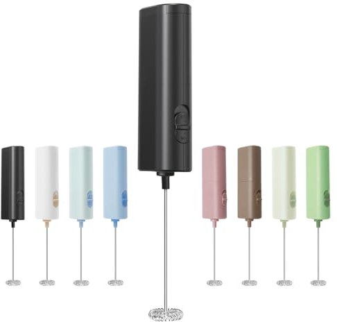 ELMWAY Electric Milk Frother – Handheld Battery Powered Foam Maker & Electric Whisk, Lightweight & Portable for Coffee, Lattes & Hot Chocolate, Easy to Use (2 AA Batteries Not Included) – Black
