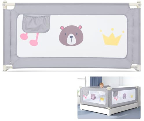 GUUSII HOME Barrera Seguridad Niños Anticaida Barandilla para Bebe Valla Cama Barra Infantiles para Protector Infantil Bordes de Cuna Extensible 25 Niveles de Altura Ajustable con Bloqueo(1 Pieza)