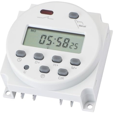 Wengart Interruttore timer CN101A,ACDC12V relè orario programmabile settimanalmente,display LCD digitale,1M~168H,controllo manuale/automatico,adattabile a una varietà di attività di temporizzazione