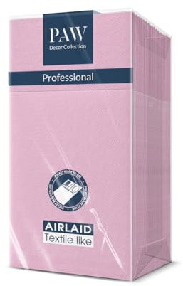 PAW - Servilletas Papel Airlaid (1/8 pocket) I 25 Piezas I Ideal para Bodas, Bautizos, Comuniones, Cumpleaños I Servilletas de Tela para Decoración de Mesa de I Monocolor Rosa Claro