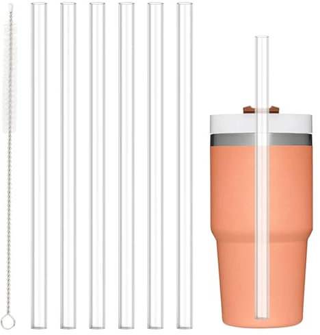 6PCS Replacement Straws for Stanley 20oz 14oz Tumbler, Alwenid Reusable Clear Straws Accessories for Stanley Quencher FlowState Mug Cup, BPA Free and Dishwasher Safe