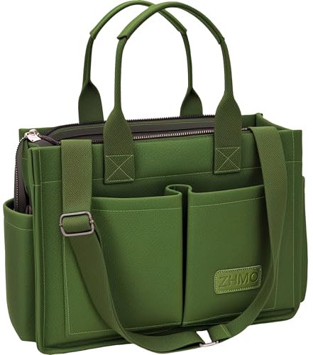 ZHMO Grand sac à main en toile avec poignées supérieures pour femme avec poches à fermeture éclair, portable, bandoulière, porte-monnaie, sac à bandoulière, hobo, grandes, Nouveau Upgrade Plus Vert