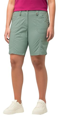 Ulla Popken Damen große Größen Übergrößen Plus Size Cargo-Bermuda, Komfortbund, 4-Pocket-Schnitt helles moosgrün 62 818455182-62