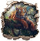 Samunshi® Wanddeko Wandriss mit Tiger in Wald Fenster in andere Welt Portal Wallart Wandtattoo für Wohnzimmer Küche Wandaufkleber Wandsticker 70x70cm