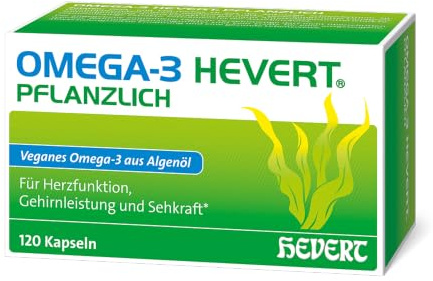Omega-3 Hevert pflanzlich Kapseln, 120 St. Kapseln | für eine gesunde Herzfunktion, Gehirnleistung und Sehkraft
