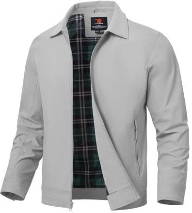 donhobo Leicht Sommerjacke Herren Bomber Jacke Frühling Herbst Übergangsjacke Herrenjacke Blouson Jacke mit Reißverschluss Taschen, Hellgrau, L