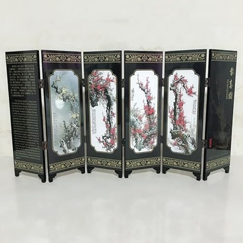 Whychstore Mini paravent de séparation pliable en bois à 6 panneaux de style chinois