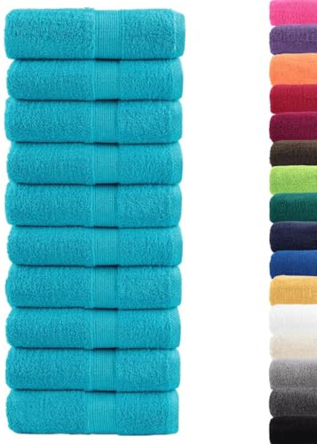 vidaXL Toallas de Mano Premium SOLUND 10 Unidades Turquesa 30x30 cm 600 g/m²
