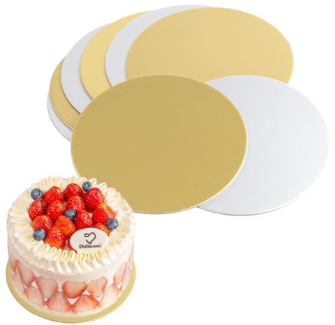 8 Pcs Support Gateau Rond, Plateau Gateau Round Cake Board, Base de Gâteau Dorée Argent, Plateau à Gâteau Rond Ø 20 cm, Support à Gâteau, Disque Gateau Plateau en Carton pour Transporter Gâteaux