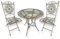 Crispe home & garden Valencia Gartenmöbel Set | Vintage Metallmöbel wetterfest | Tisch Ø 70 cm & 2 Stühle | Balkonmöbel Set | Antik Grün | Nostalgischer Look Outdoor