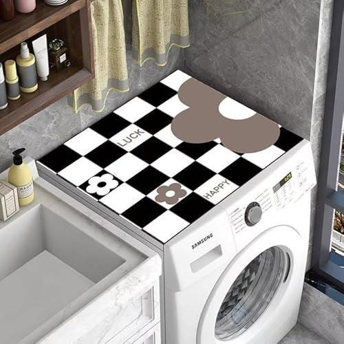 Housse De Protection Pour Machine À Laver Top 60X60Cm Noir Brun Tapis De Protection Antidérapant Pour Seche Linge, Dessus Imperméable Tapis Lave Linge Pour Cuisine Maison Salles De Bains