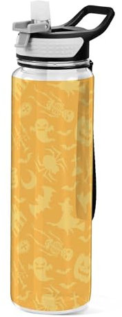 Sevdomey Bouteille d'eau d'Halloween avec couvercle à paille transparente et étanche pour sport de plein air, fitness, entraînement, voyage, 950 ml