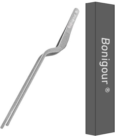 Bonigour Pinzas de precisión con mango desviado de 8 pulgadas, pinzas de cocina de acero inoxidable, pinzas de chef de cocina curvadas multifunción de precisión para presentar, decorar alimentos, etc