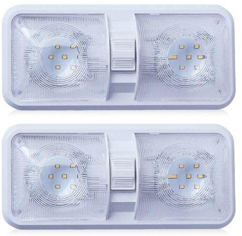 GOMETY 2 Stk 48 LED-Deckenleuchte Auto, 12V Lampe Wohnmobil Super Hell 600LM, RV-Camper-Licht mit Schalter, Weißlicht Kfz Beleuchtung Leiste, LED Innenbeluchtung für Auto Wohnmobil Bus Caravan Boat