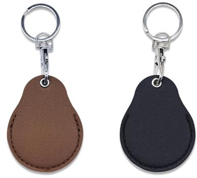 AfitLulu 2 Stück NFC Tags Schlüsselringe Tröpfchenförmig Schlüssel-Anhänger, PU-Leder Smart Key Schützenden Zugang Kartenhalter Hülle für die Aufbewahrung Locator/Guitar Pick (Schwarz+Braun)