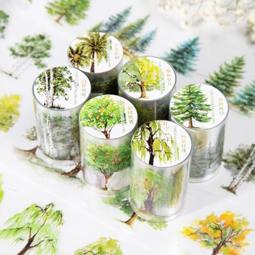 MisKepaa Scrapbooking Stickers Set,6 Rolls Scrapbookl Zubehör Stickers,Forest Themed PET Washi Tape Aesthetic Stickers Decorative for Journal Zubehör,Photo Album,Notebook,DIY Crafts(Forest Series)