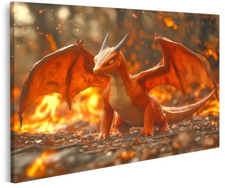 islandburner Bild auf Leinwand Riesiger realistischer Gigantimax Glurak (4) Bilder Wandbilder Poster