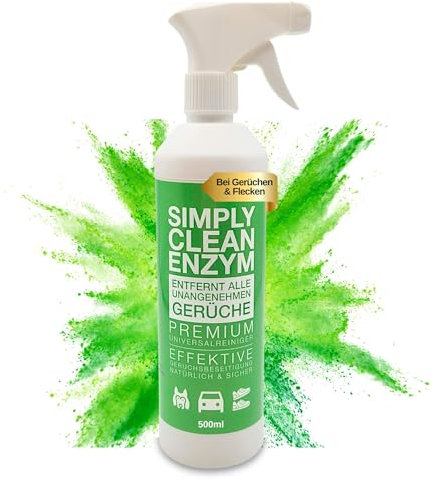 SIMPLY CLEAN ENZYM Enzymreiniger Katzenurin Geruchsentferner Extrem 500ml - Entfernt Tiergerüche und Flecken aus Katzenklo, Teppich & Polster - Geruchsneutralisierer wirkt sofort und langanhaltend