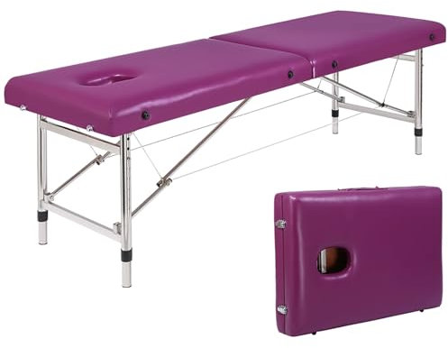 DKPLOE Massageliege Klappbar, Höhenverstellbar Stabile Konstruktion Massagebett, Leicht Zu Tragenkeine Installation Erforderlich für Den Privaten Oder Gewerblichen Gebrauch Geeignet(Lila)