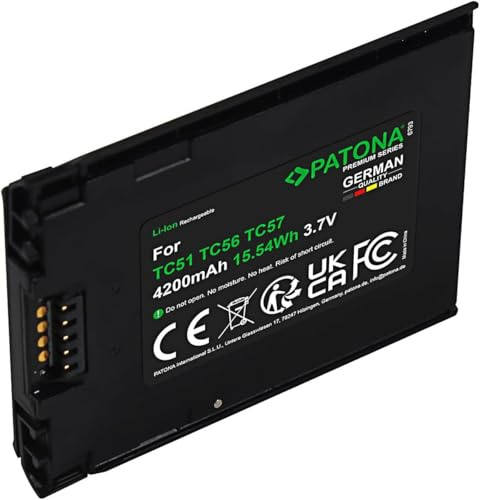 PATONA Premium Akku für Zebra TC51, TC52, TC56, TC57 | Ersatz für Zebra BTRY-TC51-43HC1-01 | 3,7 Volt, 4200mAh, 15,54Wh | Typ: Li-Ion | Barcode- Handscanner | Hochwertiger Ersatz