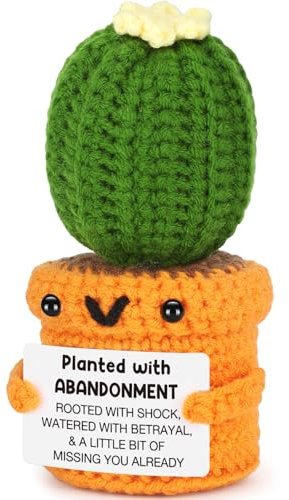 Handmade Crochet Abandonment Cactus, Coworker Leaving Farewell Going Away Goodbye Gift for Friend, Funny Retirement Gifts for Women Men, Moving Away Gift