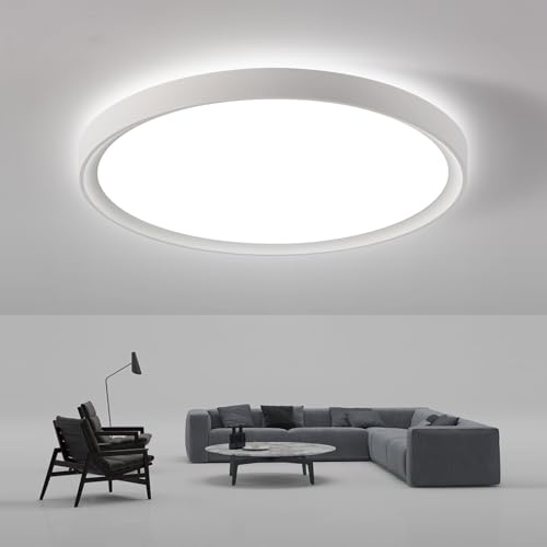 NUODIFAN LED Deckenleuchte, 24W Deckenlampe IP65 Wasserdicht,2400LM Ultra Dünn Weiß 6500K Wasserfest Badzimmer Deckenlampe,Rund Deckenleuchte Flimmerfreie Lampe, LED Lampen
