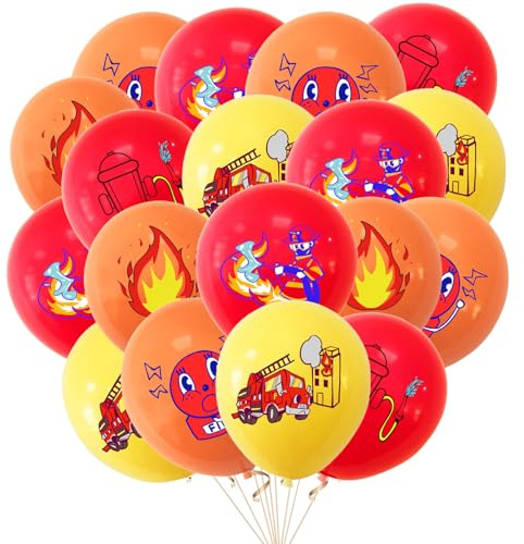 Fesnova Luftballon Feuerwehr, 20 Stück Latex Feuerwehr Luftballon, Orange, Rot, Gelb Feuerwehr Deko Kindergeburtstag, für Kinder, Rettungsthema Dekorationen, Feuerwehrmann Geschenkzubehör