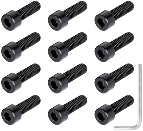 12 Stück Fahrrad Schrauben Set – M5 Schrauben Schwarz 18 mm mit Unterlegscheiben & Schlüssel – Schwarze Schraube für Mountainbike, Rennrad & Zubehör – Vielseitiges Schraube Schwarz Set