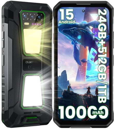 OUKITEL WP58 Pro Rugged Smartphone 5G, 24GB+512GB/1TB Telefono Indistruttibile, 10000mAh&33W, 6.7 120Hz, 64MP Rugged Phone, 1000LM+900LM Dual Camping Lights/ 5G Dual SIM/NFC/OTG/Fingerprint/Face ID