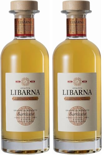 Grappa Libarna Barricata 70cl – Grappa da uve Moscato invecchiata 12 mesi. Dolce e aromatica. 41% vol. (Confezione da 2)