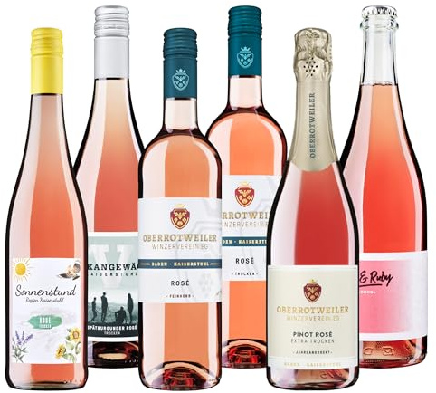 Oberrotweiler Rosésüchtig Wein-Paket - Roséwein & Rosé Sekt vom Kaiserstuhl - Probierpaket, als Geschenk für Wein Liebhaber & besondere Anlässe (6 x 0,75 l)