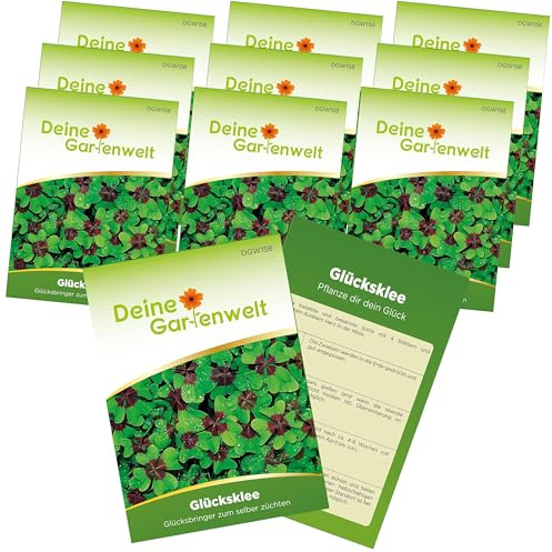 Glücksklee Samen - Vierblättriger Klee Samen - Oxalis deppei - Glücksklee Zwiebeln - Glücksbringer zum selber Pflanzen - Geschenkidee - 3 Zwiebeln – 10er Set