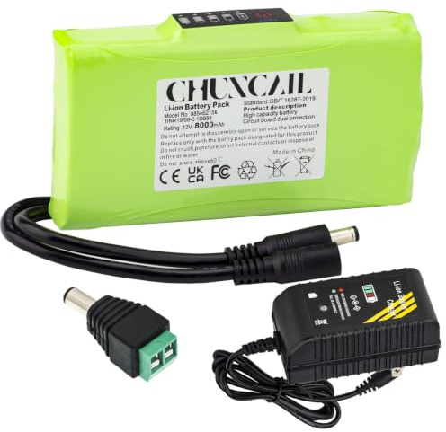 Batería de iones de litio de 12 V, 8 Ah, fuente de alimentación móvil, batería de gran capacidad, audio con cabezal CC e indicador de alimentación para luz LED, proyecto de bricolaje, paquete de