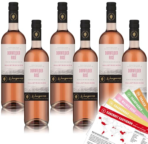 Wein-Genuss Dornfelder Rosé QbA, halbtrocken, sortenreines Weinpaket + VINOX Winecards (6x0,75l)