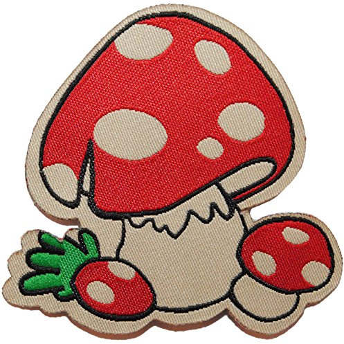 alles-meine.de GmbH Fliegenpilz 6,1 cm * 6,5 cm - Aufnäher/Applikation - Glückspilz Pilz Pilze Glück - gepunktet Punkte - Waldpilz/Gemüse - Glücksbringer