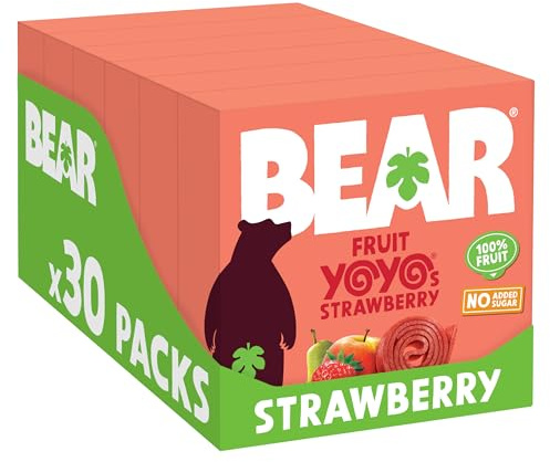 BEAR Strawberry Yoyos - Dried Fruit Rolls - Healthy - Vegan - 20g (30 packs)
