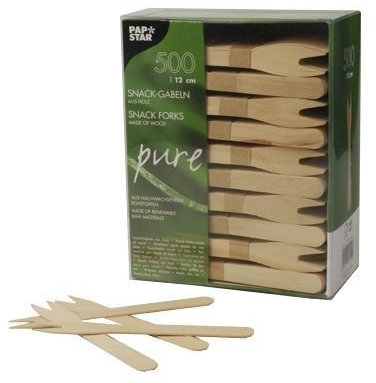 Snack-Gabeln / Pickser aus Holz (12 cm - 500 Stück) GESCHMACKSNEUTRAL