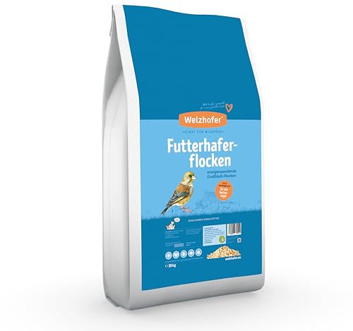Welzhofer Haferflocken 25kg Wildvogelfutter - Großblatt-Flocken, geschält, gedämpft. Futterhaferflocken reich an Kohlenhydraten, Eiweiß, Fett, Vitaminen. Ideales Futter für Wildvögel
