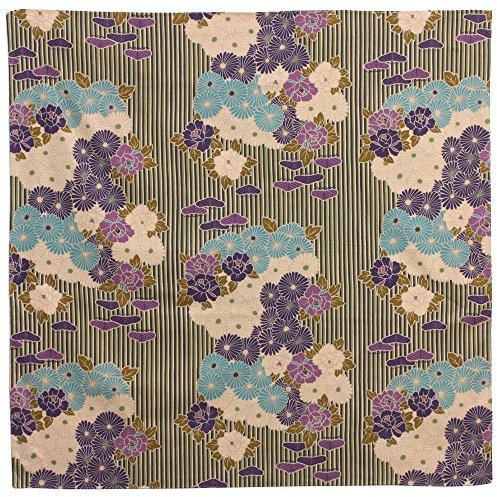 Japanisch Furoshiki Tuch Retro Blume Große 100×100 cm Made in Japan 100% Baumwolle Kissenbezug Modern Dekoration Furoshiki Tuch Stoff (Blau-Violett)