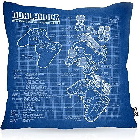 VOID Dualshock Controller Blaupause Kissenbezug Kissenhülle Outdoor Indoor PS Gamepad Konsole, Kissen Größe:40 x 40 cm
