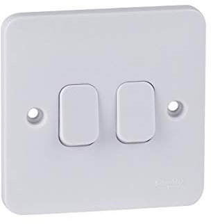 Schneider Electric - Lisse White Moulded, Double 2 Way Light Switch, 10AX, GGBL1022, White, Pack of 10